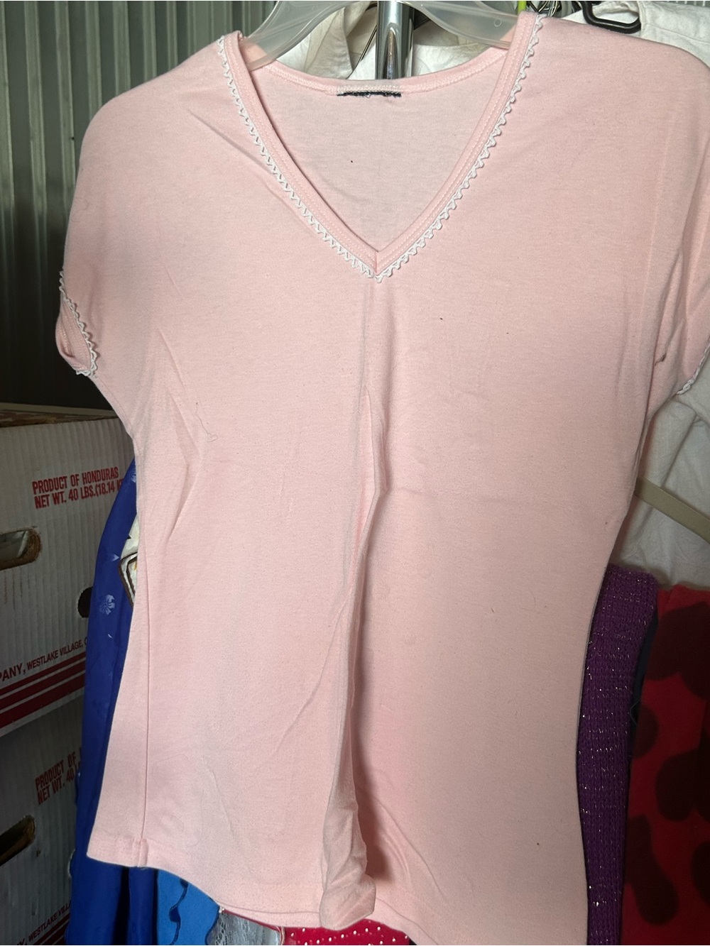 Women’s Vintage Pink Top. White Lace Trim. Rarely Worn.
